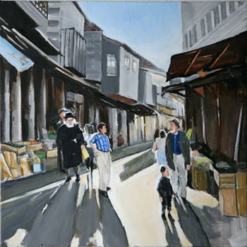 Painting titled "Street in Jerusalem…" by Gennadi Finkelstein (rfmetro), Original Artwork, Oil