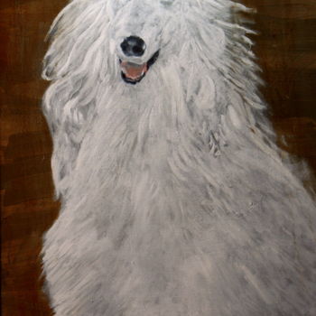 Peinture intitulée "white-dog.jpg 55320…" par Gennadi Finkelstein (rfmetro), Œuvre d'art originale, Huile