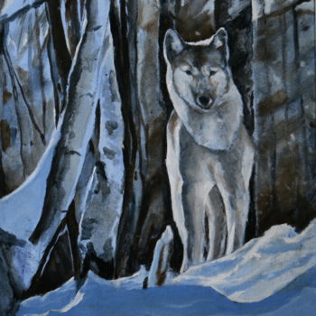 Pintura intitulada "timber-wolf.jpg 553…" por Gennadi Finkelstein (rfmetro), Obras de arte originais, Óleo