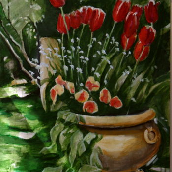 Painting titled "tulps2-1.jpg" by Gennadi Finkelstein (rfmetro), Original Artwork, Oil