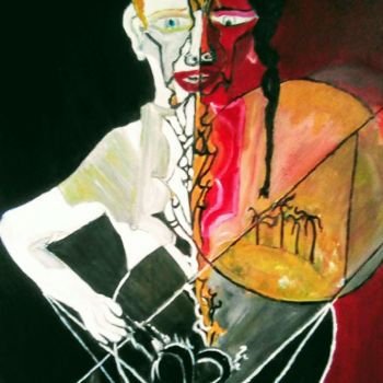 Картина под названием "Les deux mondes" - Romuald, Подлинное произведение искусства, Акрил Установлен на Деревянная рама для…