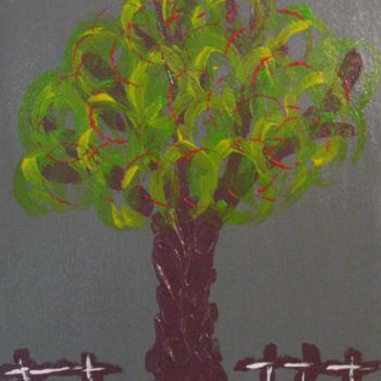 Painting titled "arbre verdoyant" by Régis Gerard, Original Artwork
