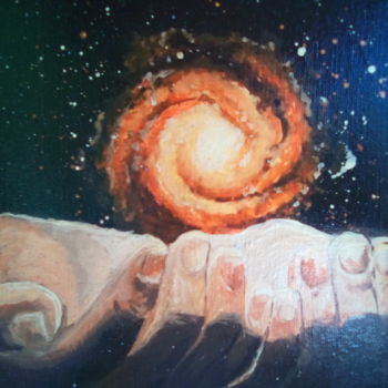 Painting titled "Universo nas mãos" by Rhagara, Original Artwork, Acrylic