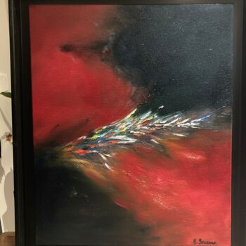 Painting titled "Intergalactique" by Rhila Boussour, Original Artwork, Oil