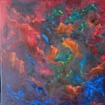 Painting titled "Chemins sinueux" by Rhila Boussour, Original Artwork, Oil