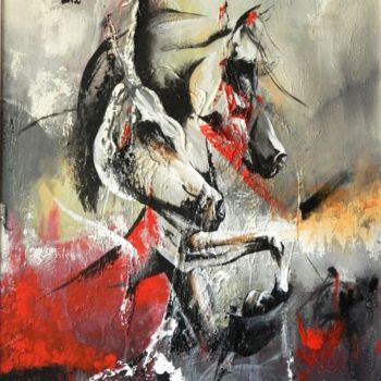 Pintura titulada "CHEVAL EN ABSTRACTI…" por Abdelkader Rhorbal, Obra de arte original, Acrílico Montado en Bastidor de camil…