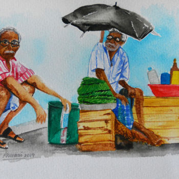 Painting titled "Old is Gold" by Rhuani Rambukwelle, Original Artwork, Watercolor Mounted on Other rigid panel