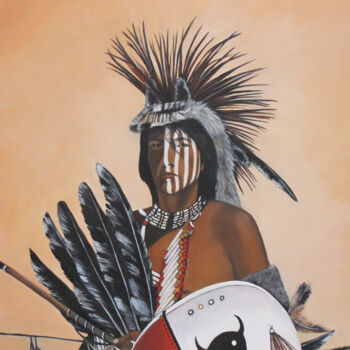 Schilderij getiteld "Lakota/Sioux" door Ria Strijker, Origineel Kunstwerk, Olie