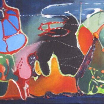 Malerei mit dem Titel "Ria goes abstract p…" von Ria Strijker, Original-Kunstwerk, Acryl