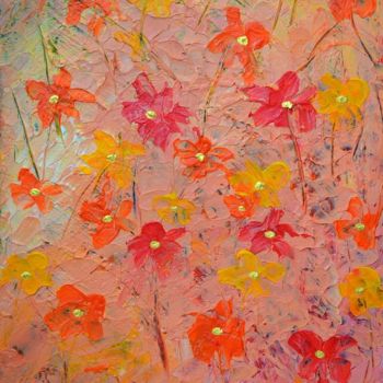 Painting titled "Fleurs champêtres" by Riad Belhimer, Original Artwork, Acrylic