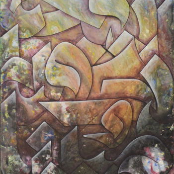 Painting titled "Universe of Letters" by Riad Jabri, Original Artwork, Acrylic