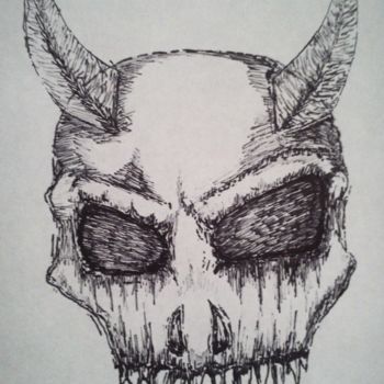 Drawing titled "Demon Skull" by Rialzeeno, Original Artwork, Other