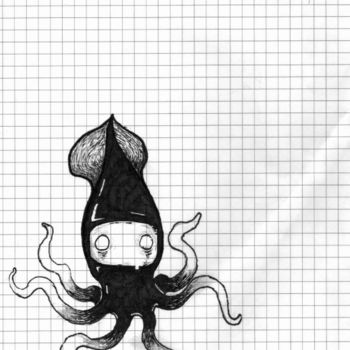 Drawing titled "Ninja Squid" by Rialzeeno, Original Artwork