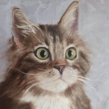 Картина под названием "Kitten" - Svitlana Tokmakova, Подлинное произведение искусства, Масло
