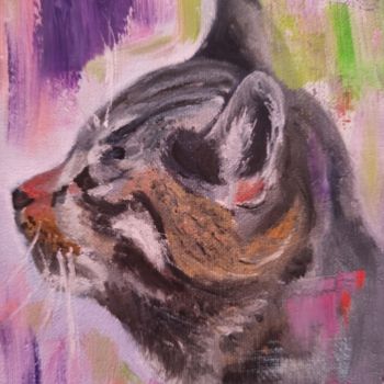 Картина под названием "Cat's love" - Svitlana Tokmakova, Подлинное произведение искусства, Масло