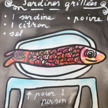 Peinture intitulée "sardines.jpg" par Rianne Taal, Œuvre d'art originale, Acrylique