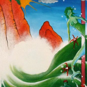 Peinture intitulée "mouvement de la mer" par Réka, Œuvre d'art originale, Huile