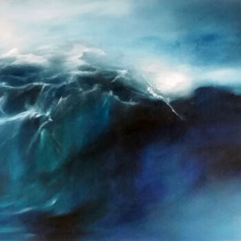 Painting titled "Bleu marine" by Fabienne Ribeyrolles, Original Artwork, Oil