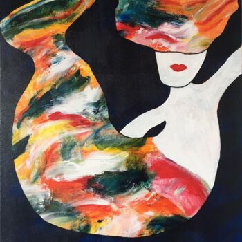 Картина под названием "Mermaid in Brazil" - Ricarda Simon, Подлинное произведение искусства, Акрил Установлен на Деревянная…