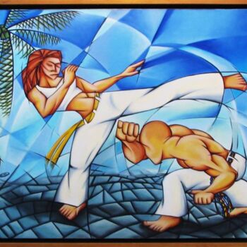 Painting titled "CAPOEIRA EM OLINDA" by Ricardo Carvalheira, Original Artwork, Oil