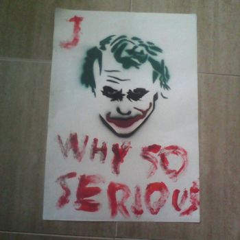 Painting titled "Joker serious" by Rbreda, Original Artwork, Stencil