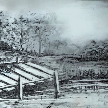 Drawing titled "A ponte" by Ricardo Ross Marques, Original Artwork, Charcoal