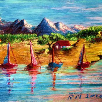 Рисунок под названием "Praia de Pescadores" - Ricardo Ross Marques, Подлинное произведение искусства, Пастель