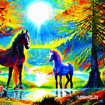 Цифровое искусство под названием "Cavalos coloridos" - Ricardo Ross Marques, Подлинное произведение искусства, Изображение,…