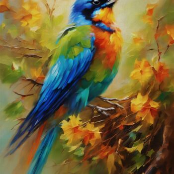 Digital Arts titled "Pássaro Azul" by Ricardo Ross Marques, Original Artwork, Digital Painting