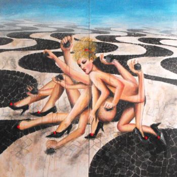 Pintura intitulada "CALÇADA EM LISBOA" por Ricardo Passos, Obras de arte originais