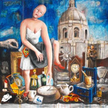 Pintura intitulada "A LADRA E O PANTEÃO" por Ricardo Passos, Obras de arte originais