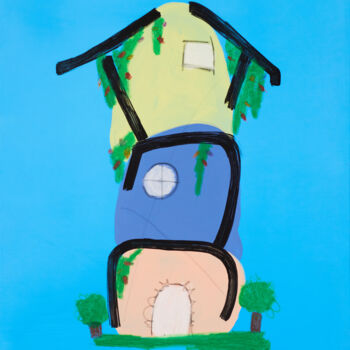 Pittura intitolato "Casa Verde n°001" da Riccardo Bonavires, Opera d'arte originale, Acrilico Montato su Telaio per barella…