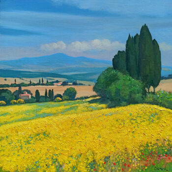 Peinture intitulée "Tuscany countrysdie" par Riccardo Chirici, Œuvre d'art originale, Huile Monté sur Châssis en bois