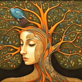Arte digital titulada "Mujer, el árbol de…" por Riccardo Zullian, Obra de arte original, Pintura Digital