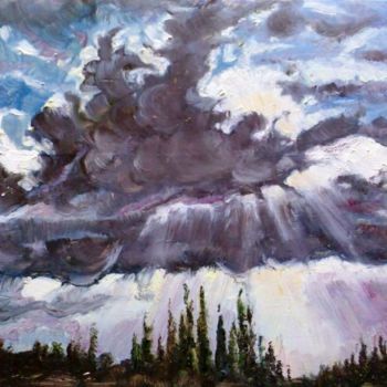 Peinture intitulée "Nuvole, Cipressi, v…" par Riccardo Battigelli, Œuvre d'art originale