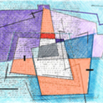 Ζωγραφική με τίτλο "4-cube sketch 01" από Riccardo Liotta, Αυθεντικά έργα τέχνης