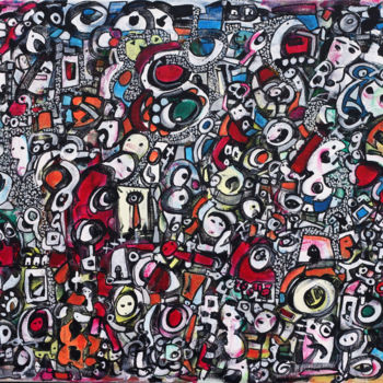 Картина под названием "Once we were curious" - Riccardo Vitiello, Подлинное произведение искусства, Акрил Установлен на Дере…