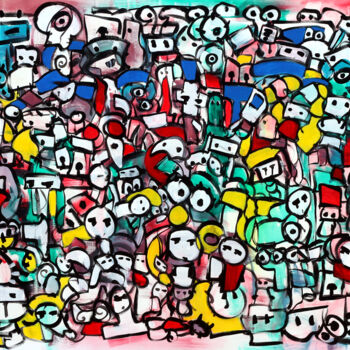 Peinture intitulée "Peace rally" par Riccardo Vitiello, Œuvre d'art originale, Acrylique