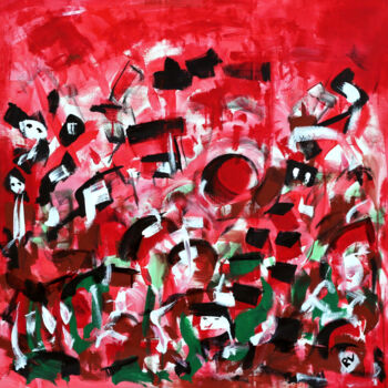 Painting titled "Blood red sky" by Riccardo Vitiello, Original Artwork, Acrylic