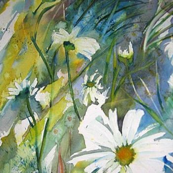 Painting titled ""Folles marguerites…" by Sylvie Ricevuto, Original Artwork