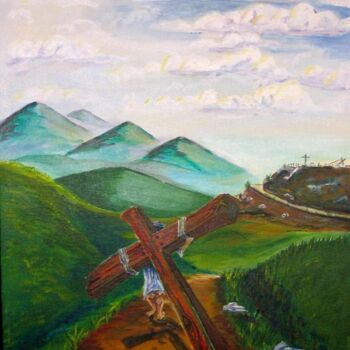 Painting titled "Long walk home" by Rich Arriagada, Original Artwork, Oil
