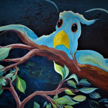 Malerei mit dem Titel "Bird on a Limb" von Rich Leyden, Original-Kunstwerk, Öl