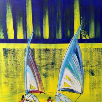 Painting titled "Sailing take me awa…" by Richard Mangold, Original Artwork, Acrylic Mounted on Wood Stretcher frame