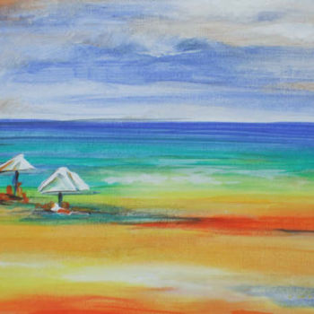 Painting titled "A Day At The beach" by Richard Mangold, Original Artwork, Oil