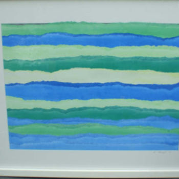 Painting titled "Green Blue Waves" by Richard Mangold, Original Artwork, Oil