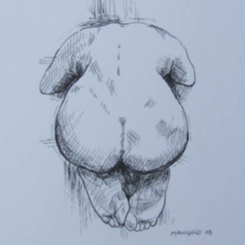 Картина под названием "Crouching Nude" - Richard Mangold, Подлинное произведение искусства, Масло