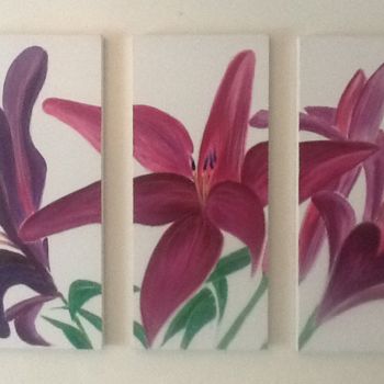 Painting titled "Triptych Orchids" by Richard Mangold, Original Artwork, Acrylic