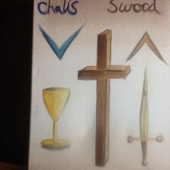 Painting titled "Chalice and Sword" by Richard Mangold, Original Artwork, Acrylic