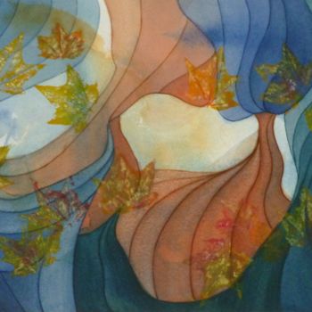 Painting titled "Valse des feuilles" by Richard Aubin, Original Artwork, Watercolor