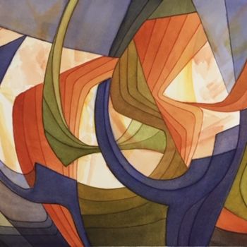 제목이 "Abstraction 10-19"인 미술작품 Richard Aubin로, 원작, 수채화